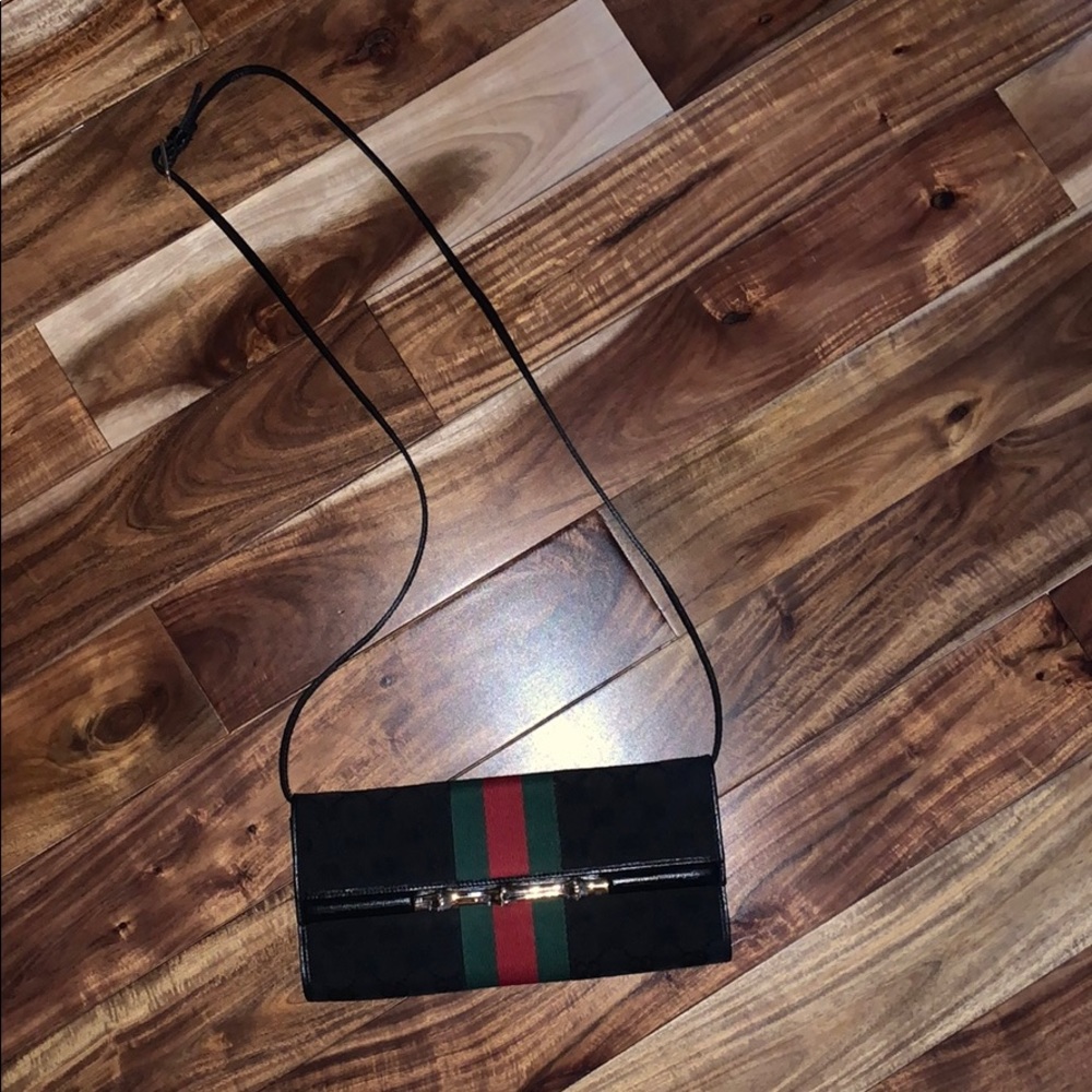 Gucci vintage black monogrammed clutch